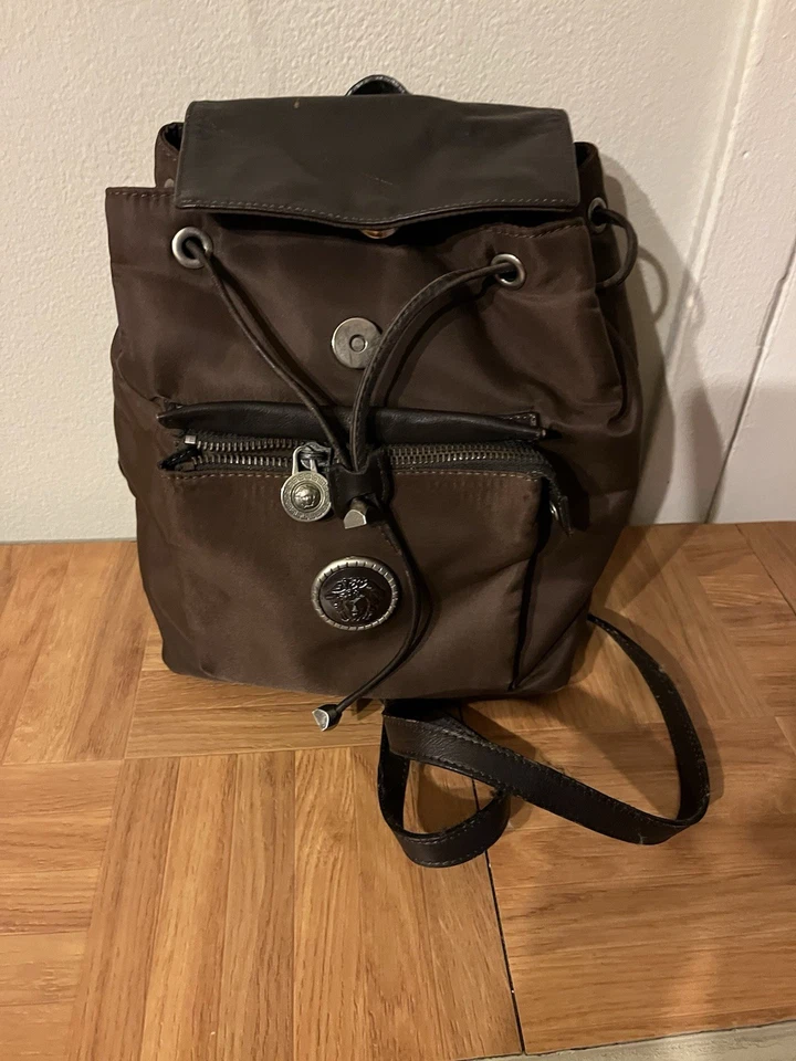 Versace La Medusa Mini Backpack Nylon Black and brownAuthentic - Image 3 of 4