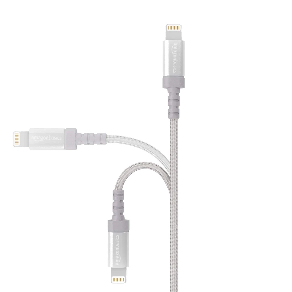 Amazonbasic Lightning Cable USB iPhone compatible Apple MFi certified Silve 831 - Image 2 of 4