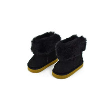 Black Fur Trim Boots 5 2.5 cm Fits BJD Dolls