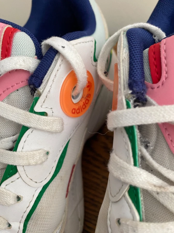 RARE WOAMANS ADIDAS ASTIR TRAINERS CLOUD WHITE / GREEN / ORANGE UK 6 - Image 4 of 4