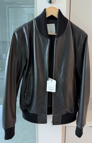 Sandro mens black leather jacket - Medium