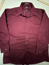 Arrow men s shirt Large 16-16 1/2 32/33 Sateen Wrinkle free Long Sleeve Plum