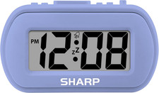 Digital Alarm Clock Battery Operated with Blue Backlight Lavender