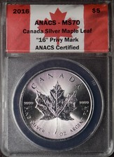 2016 Canada Silver Maple Leaf 16 Privy ANACS MS70 Flag Label - COINGIANTS