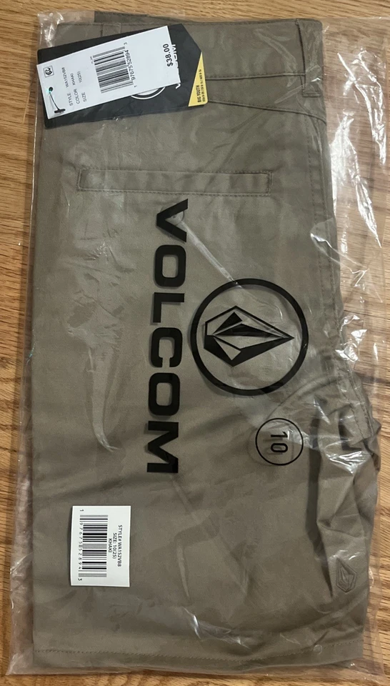 NUEVO Volcom Niños Uniforme Escolar Frickin Sarga Chino Pantalones Cortos Talla 10 Foto 2 de 2
