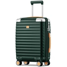 Carry On Luggage 20" Hard Shell Spinner Wheel TSA Approved Travel Suitcase Green