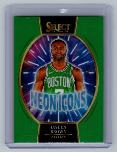 2024-25 Panini Select Jaylen Brown Neon Icons Green Prizm Insert #12 Celtics