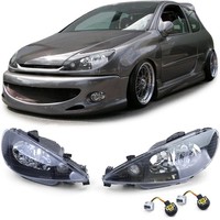 Klarglas Scheinwerfer Schwarz H7 H7 + Adapter FüR Peugeot 206 1998-2008