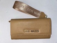 Steve Madden Tan Camel  Gold Zip-Around Wide Strap Wristlet Wallet