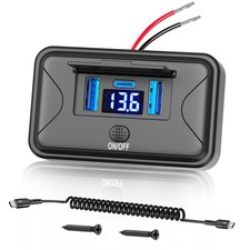 72W 12V USB Outlet Panel Wall Mount Dual Quick Charger PD Surface Car RV Truck