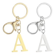 2Pcs Initial Letter Keychain Letter A Keychain for Women Key Gold/Silver