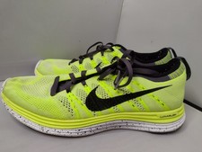 NIKE Flyknit 1 One+ Volt Yellow Lunarlon  Size 9.5 Neon  Sneakers Shoe B8