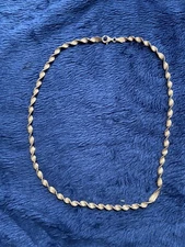 Sterling Silver 925 Twisted Herringbone 4mm Width Chain Necklace, 18in Long