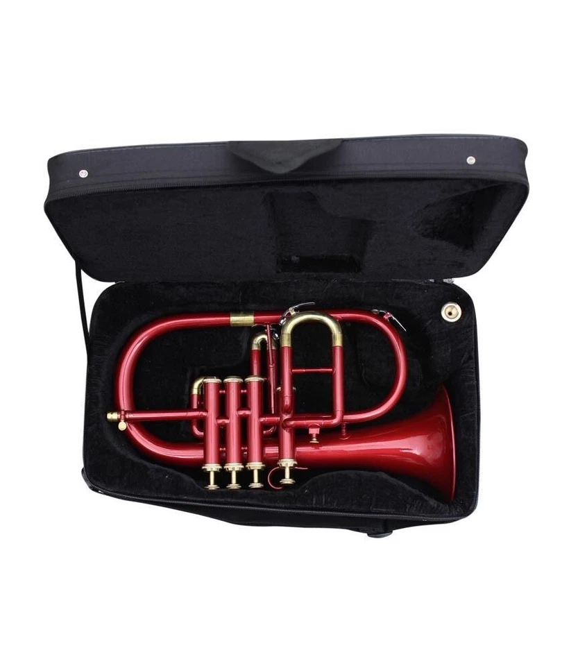 4 VALVE Flugel horn RED BRASS finish BB pitch with Hard case And MOUTHPIECE - Image 2 of 4
