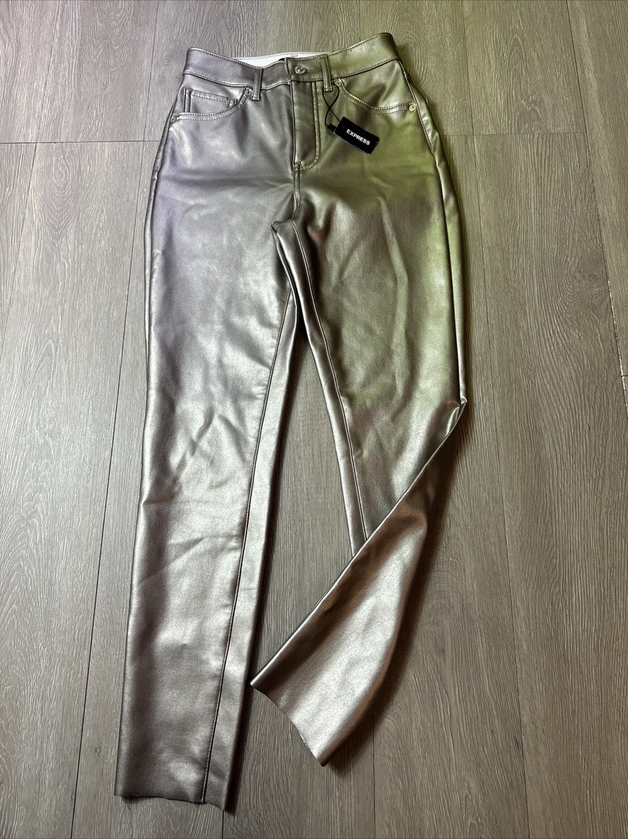 New Express High Rise Faux Leather Metallic Pants Size 00R