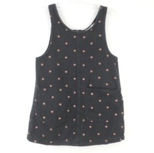 H M Girls 6X Gray Floral Jumper Dress Cotton Twill Patch Pockets