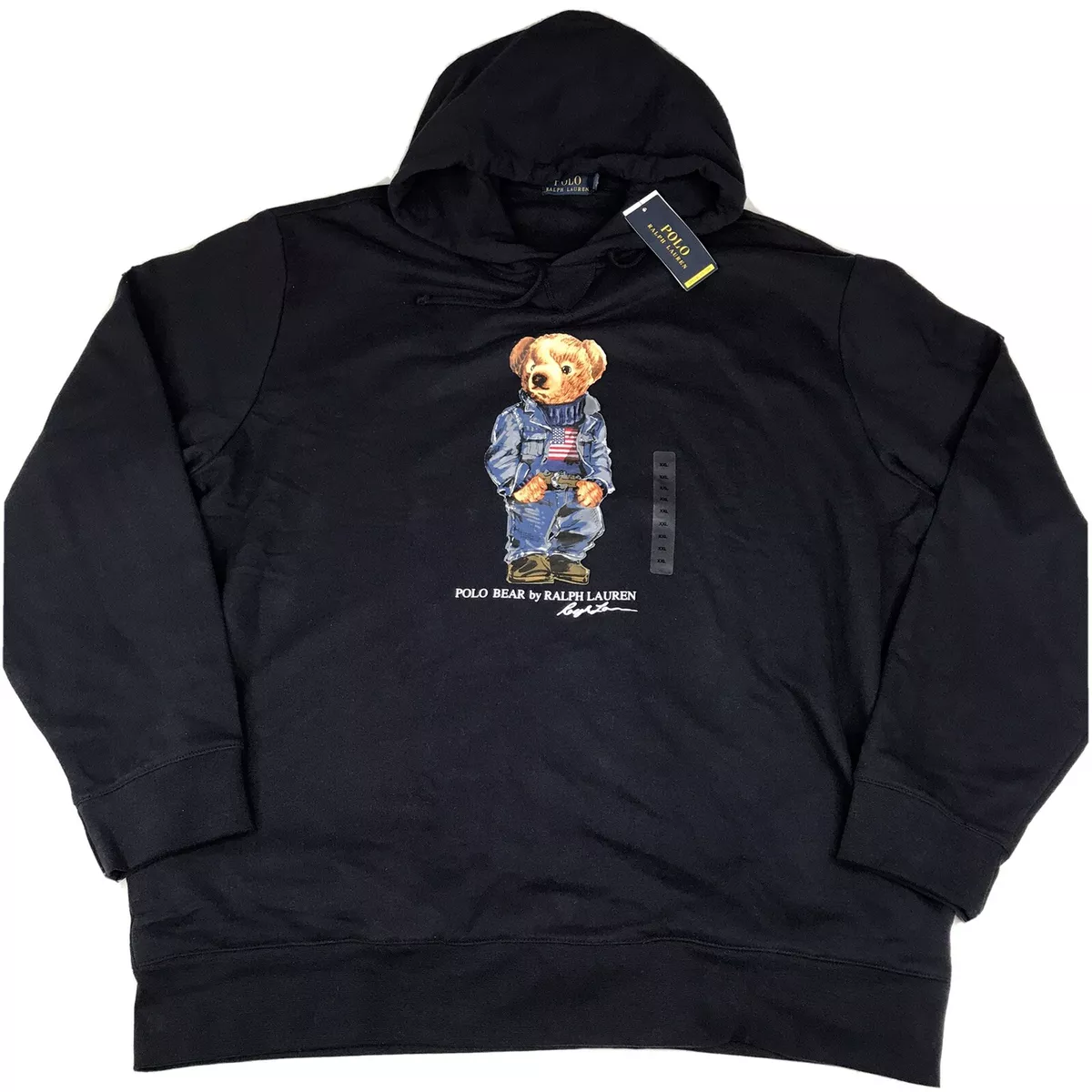 Polo Ralph Lauren Denim Flag Polo Bear SPECIAL EDITION Pullover Hoodie XXL Navy