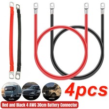 4X 30cm Battery Joiner Connector DC Lead Wire 100A 12 24V Cable &lugs Red Black