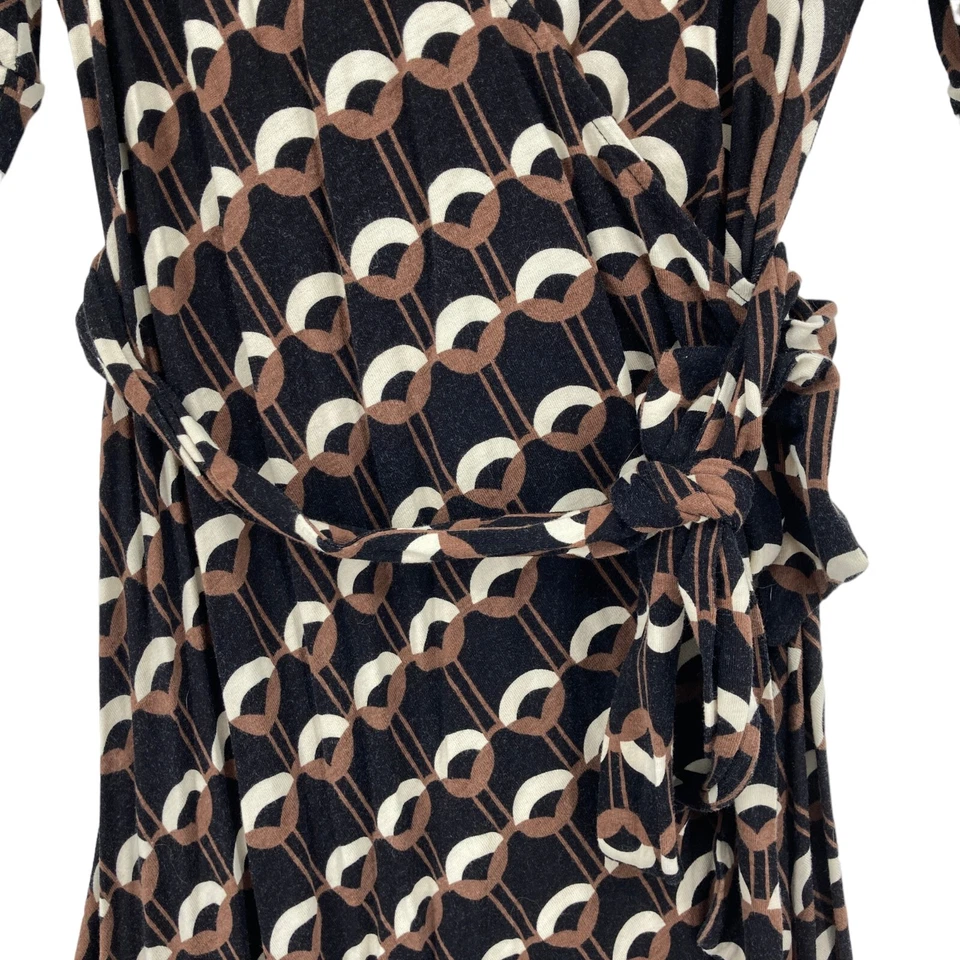Banana Republic Wrap Dress Womens Petite Small Black Geo Print V Neck Drawstring - Image 4 of 4