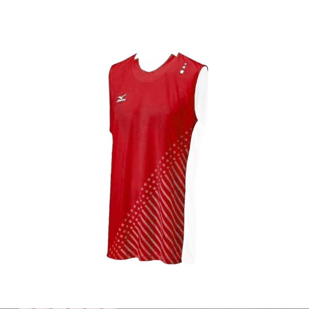 Спортивная майка без рукавов Mizuno DryLite Mens National VI Красно-белая очень маленького размера 2190₽