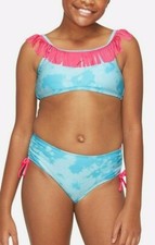 NWT JUSTICE Girl Unicorn Mermaid Fringe Bikini Tankini Swimsuit 10 12 14 Blue