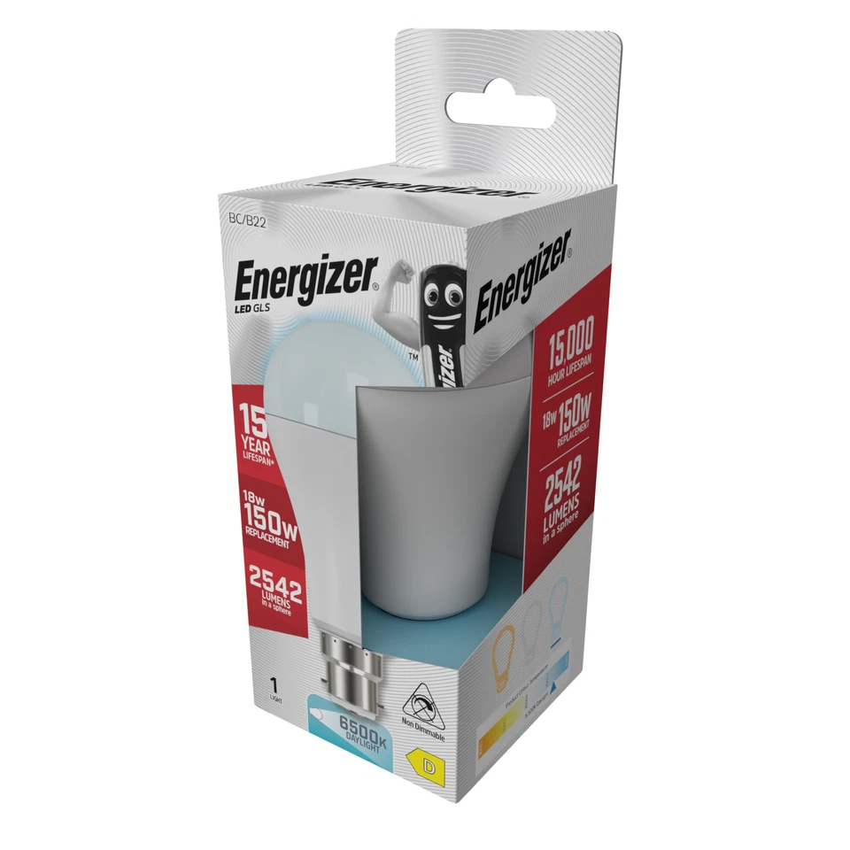 1x 18W (=150W) Energizer GLS BC B22 LED Light Bulb Lamp 6500K Daylight 2542Lm - Image 3 of 3