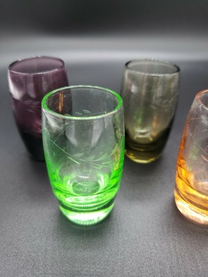 vintage coloured shot glasses