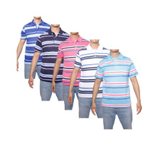 Camiseta polo de piqué a rayas para hombre manga corta verano camiseta para hombre (2285-86)
