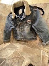 ZARA Children Jean jacket w/Sherpa Collar size 5,cowboy,ranch work, used