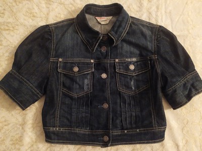 Liu Jo giacca corta bomber jeans maniche corte a sbuffo taglia S | eBay