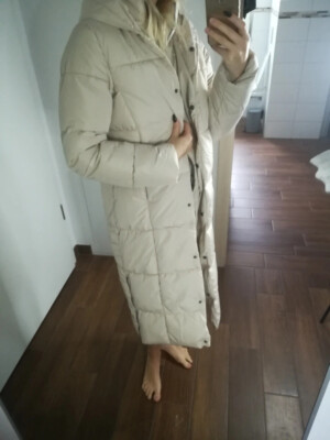 EVER.ME beige quilted coat with hood puffer coat size 38 NWOT!