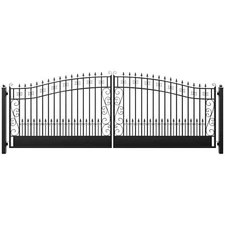 ZUMI 18x6 ft. Dual Swing Driveway Gates Weatherproof Iron Gate Kit for Outdoor