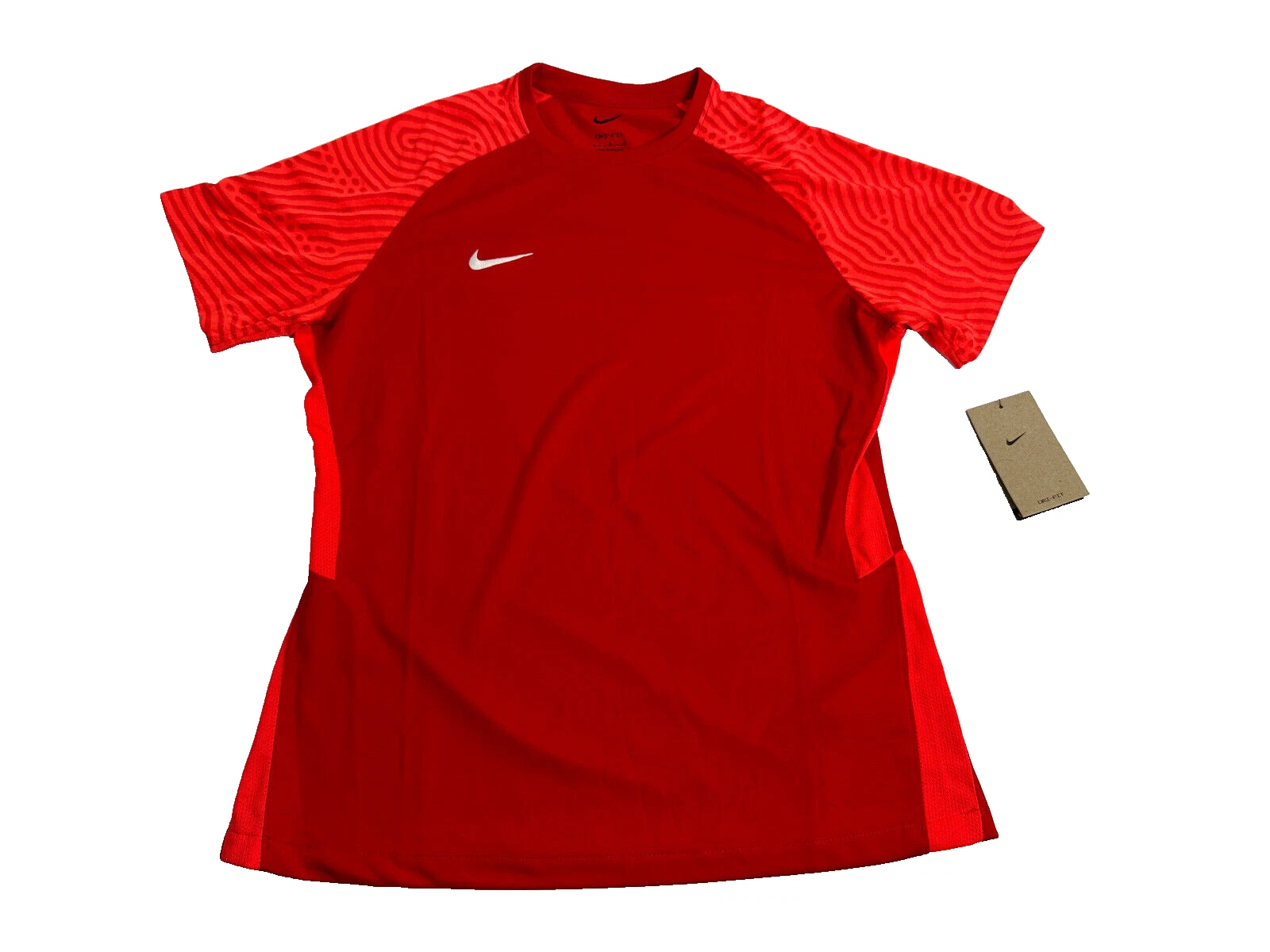 Nike Stripe 2 Soccer Short Sleeve Jersey Red Womens Size Large CW3555-657