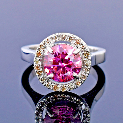 2.70 Ct Certified Pink Treated Diamond Solitaire Ring, 925 Silver Amazing Luster