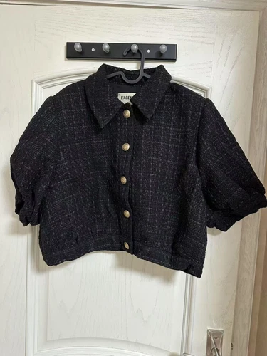 L'AGENCE Cove Cropped Tweed Sakko Schwarz - Bild 4 von 5