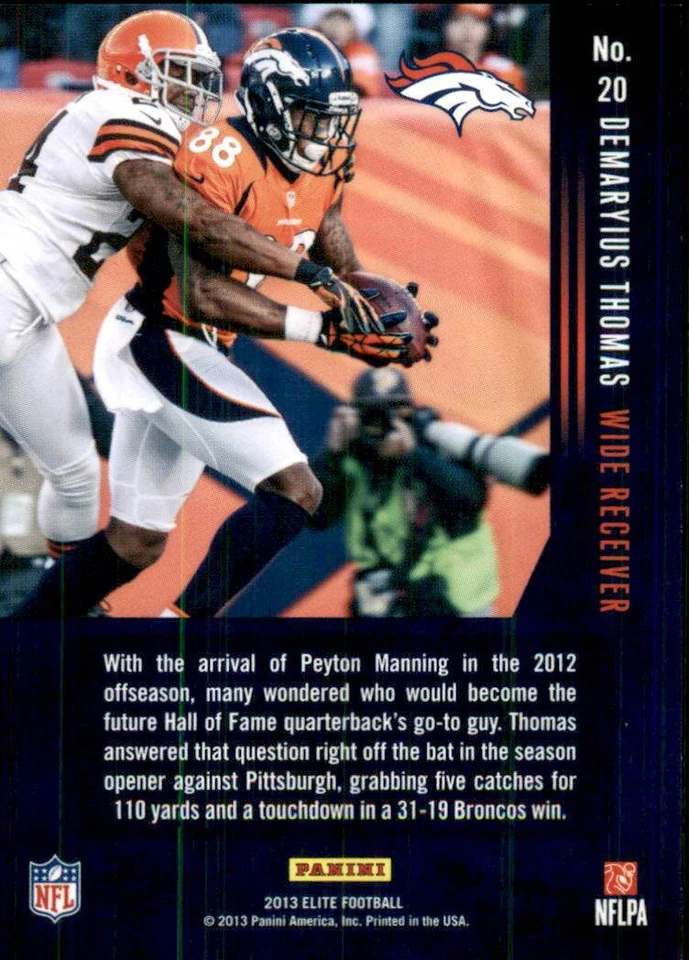 2013 Panini Elite Zoning Commission Silver #20 Demaryius Thomas Denver Broncos - Image 2 of 2