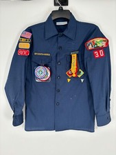 VTG Boy Scouts of America Uniform Youth Blue Youth Medium Shirt Tons Of Patches