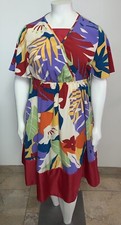 Shein Curve Short Sleeve Fit & Flare Red Tropical Print Dress Size 2XL