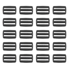 1 Inch Tri-Glide Slide Buckles, 50 Pack Webbing Strap Fastener, Black