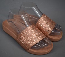 Ladies Rose Gold Pavers Beaded Summer Slider Sandals Size UK 5, EU 38.