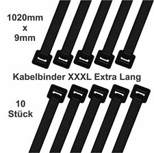 Kabelbinder XXL 1000mm x 9mm extra Lang Industriequalit&auml;t, schwarz, 10 St&uuml;ck