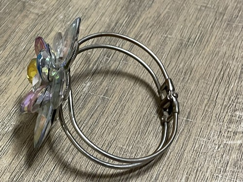 Vintage Crystal Flower Rhinestone Cuff Bracelet - 第 4/8 張圖片
