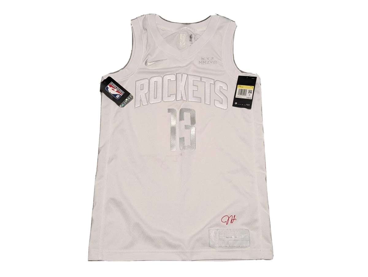 Rare Men's Nike NBA Rockets James Harden MVP Jersey White CT4205-100 Size S