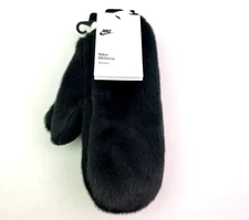 Nike Adult Womens Size M/L Black White Faux Fur Soft Cozy Warm Winter Mittens