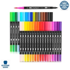 34-Color Dual Tip Art Marker Set - Water-Based, Non-Toxic, Fast-Drying for Dr...