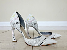 Lightly Used - Christian Dior Woven White D'Orsay Heels Pumps size 36.5 6.5 US 