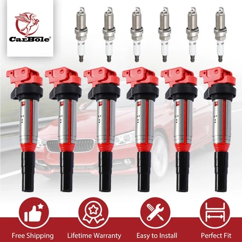 6x Ignition Coil Pack and Spark Plug Set For BMW 128i 328i 330i 528i 530i X3 X5