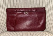 Vintage Etienne Aigner Oxblood Leather Purse, Brass Logo Hinge Closure Magnetic