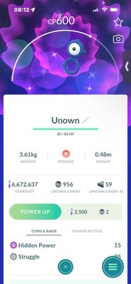 Pokemon Go Shiny Unown G