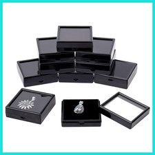 10PCS Black Gemstone Display Box Square Acrylic Jewelry Box Container 2.4x2.4...